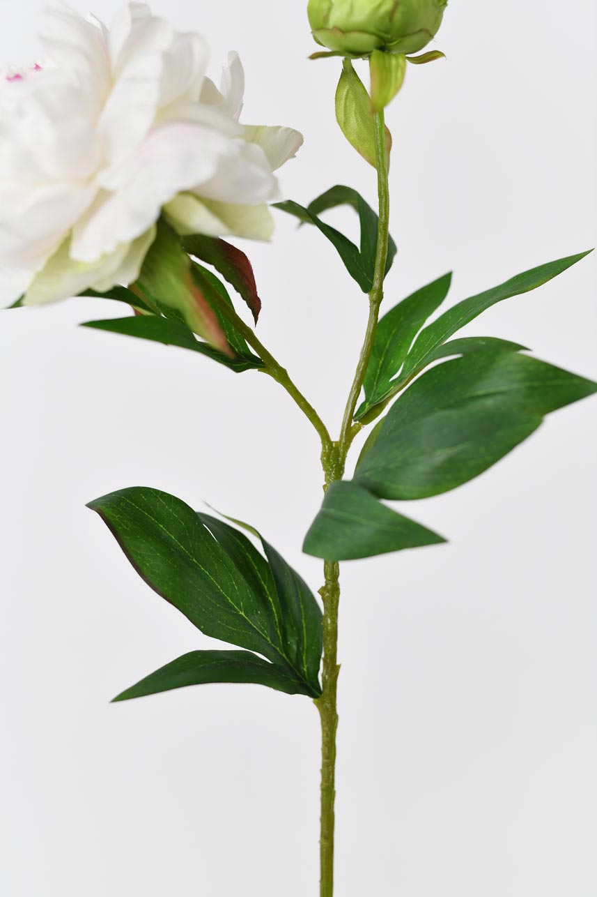 A close-up detail of leaves of phoenix peony fake flowers with realistic texture, looks nice in any space in your home.