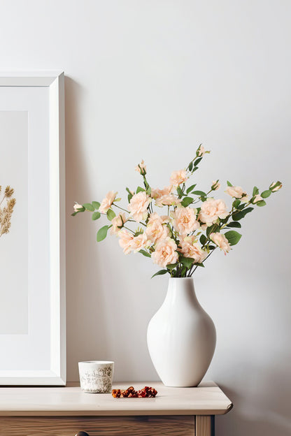 The artificial Iceberg rose flower has small flowers, and when it is placed in a white vase, it reflects its beauty even more. You can place it as a home decoration on your table.