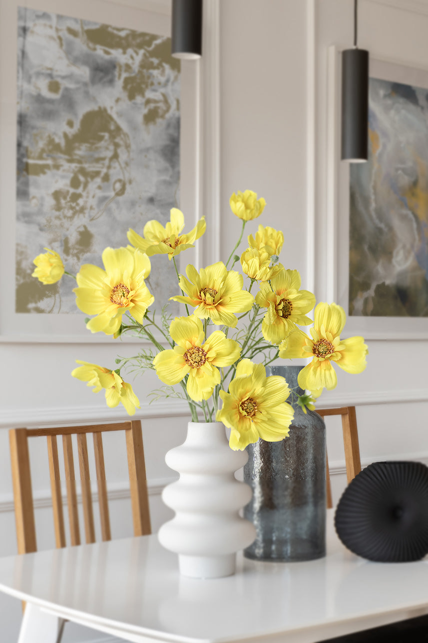 Yellow and shop grey artificial flowers