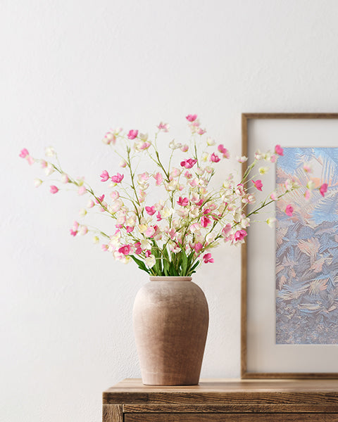 Silkfloras-Fake-Blooming-Enkianthu-Flower-in-Vase-on-Bedroom-Table