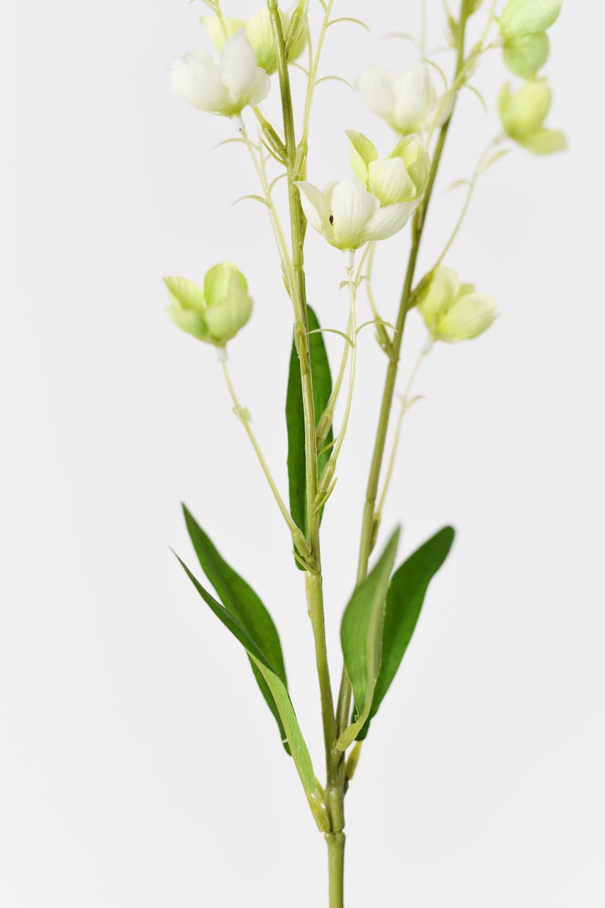 Artificial Enkianthu flower stem in green color with bright green leaves, designed to look highly realistic