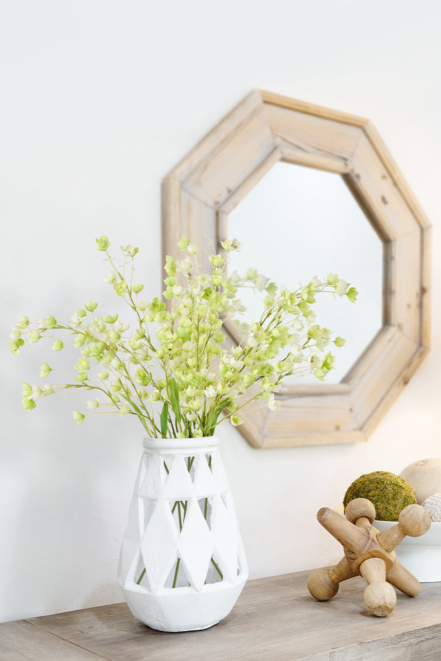 Green artificial enkianthu flowers bring a sense of nature to your home and are perfect to appear as a home centerpiece.