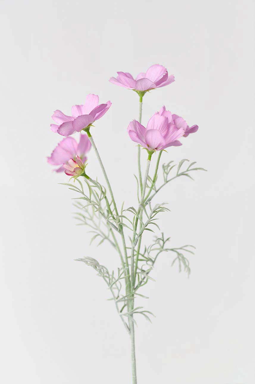 Artificial lavender pink cosmos flowers with 24-inch stems arranged in a faux-floral arrangement