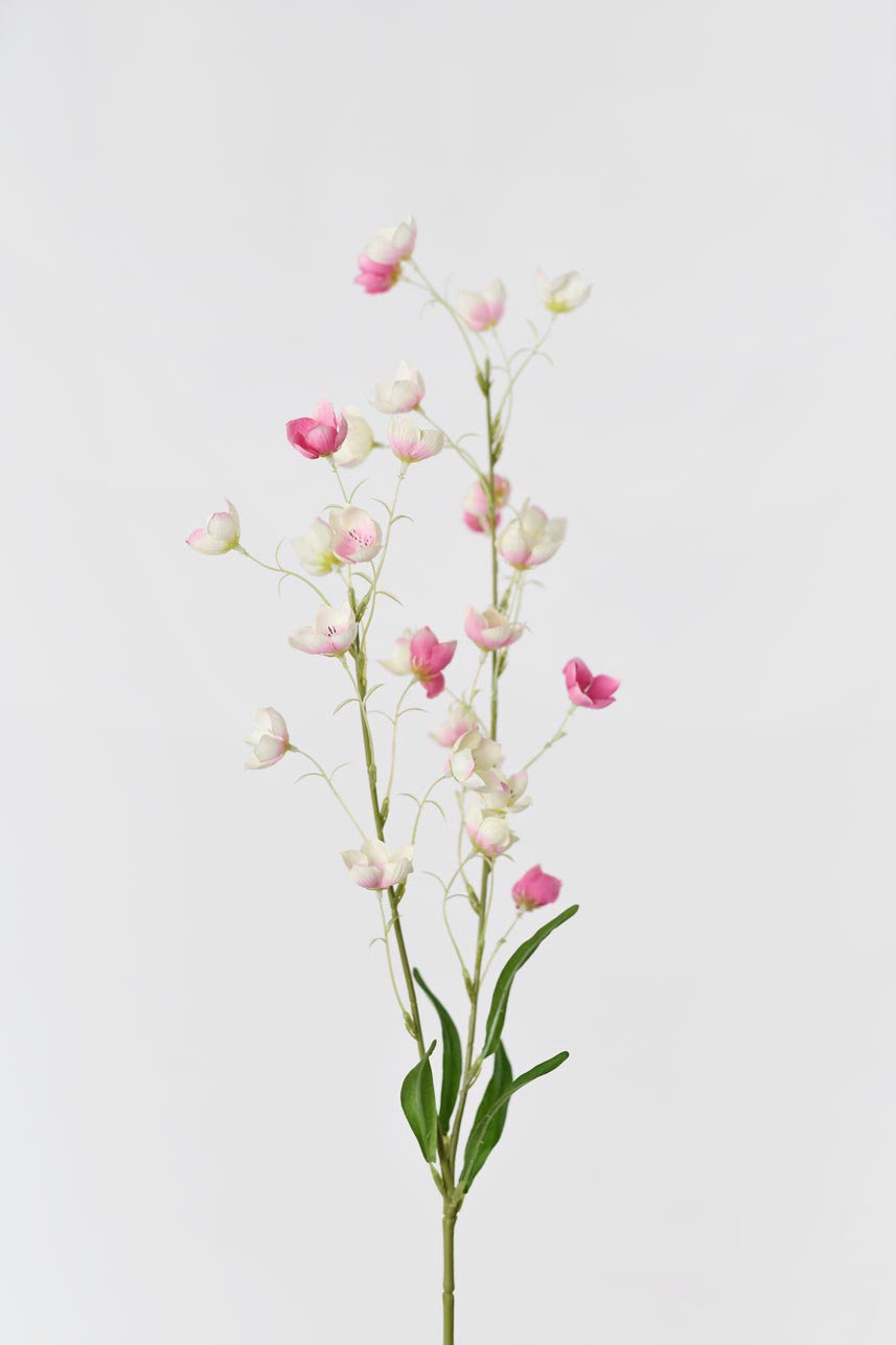 Artificial Enkianthu flower stem in pink color with realistic petals, measuring 37 inches in length