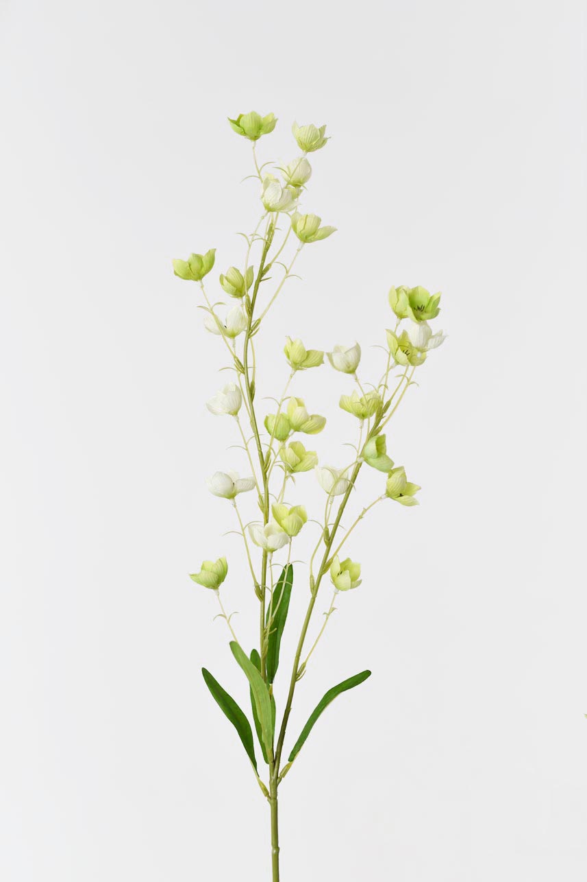 Artificial Enkianthu flower stem in green color with realistic petals, measuring 37 inches in length